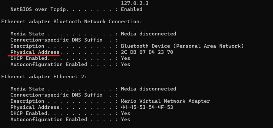How to find a MAC address?&nbsp;(windows)